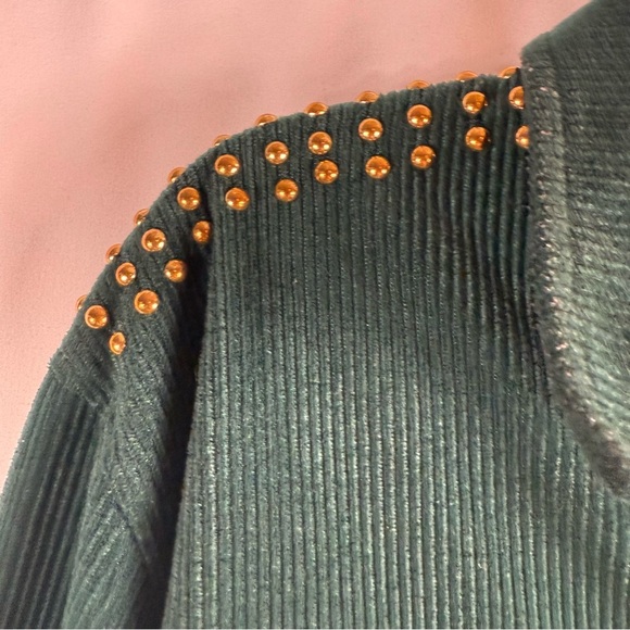 Vintage Gepetto Chic Green Zip-Up Jacket with Gold Accents Retro 90’s Size: L - Picture 7 of 12